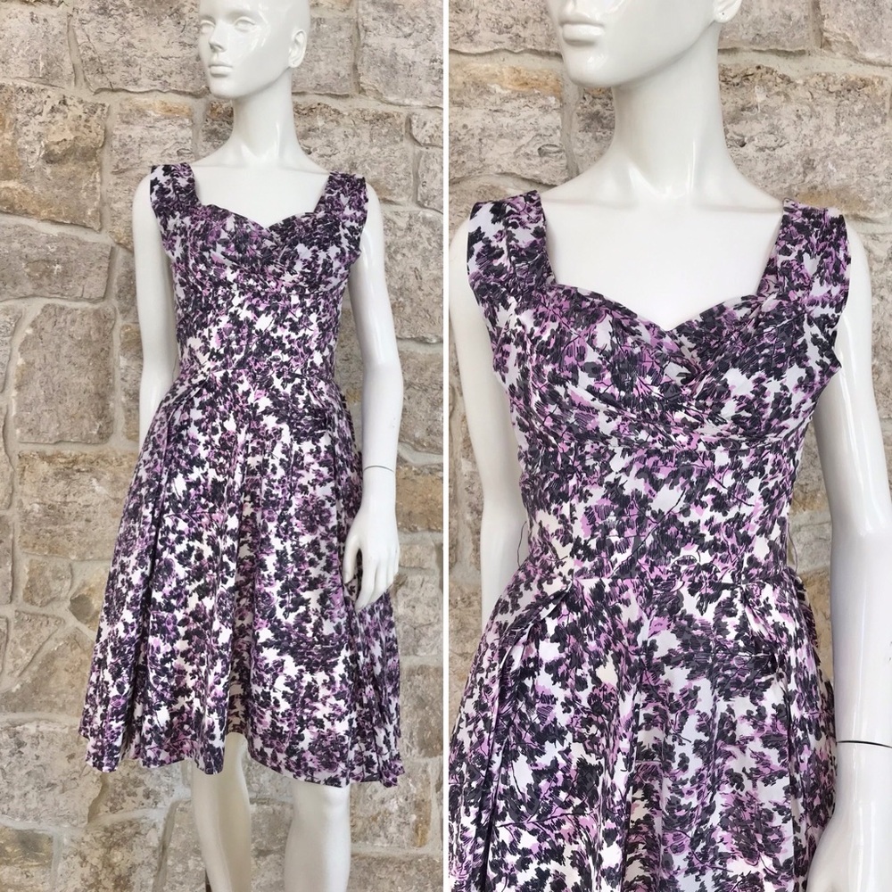 Gorgeous Vintage 1950s 50s Floral Bombshell Dress Full Skirt - Picture 2 of 16